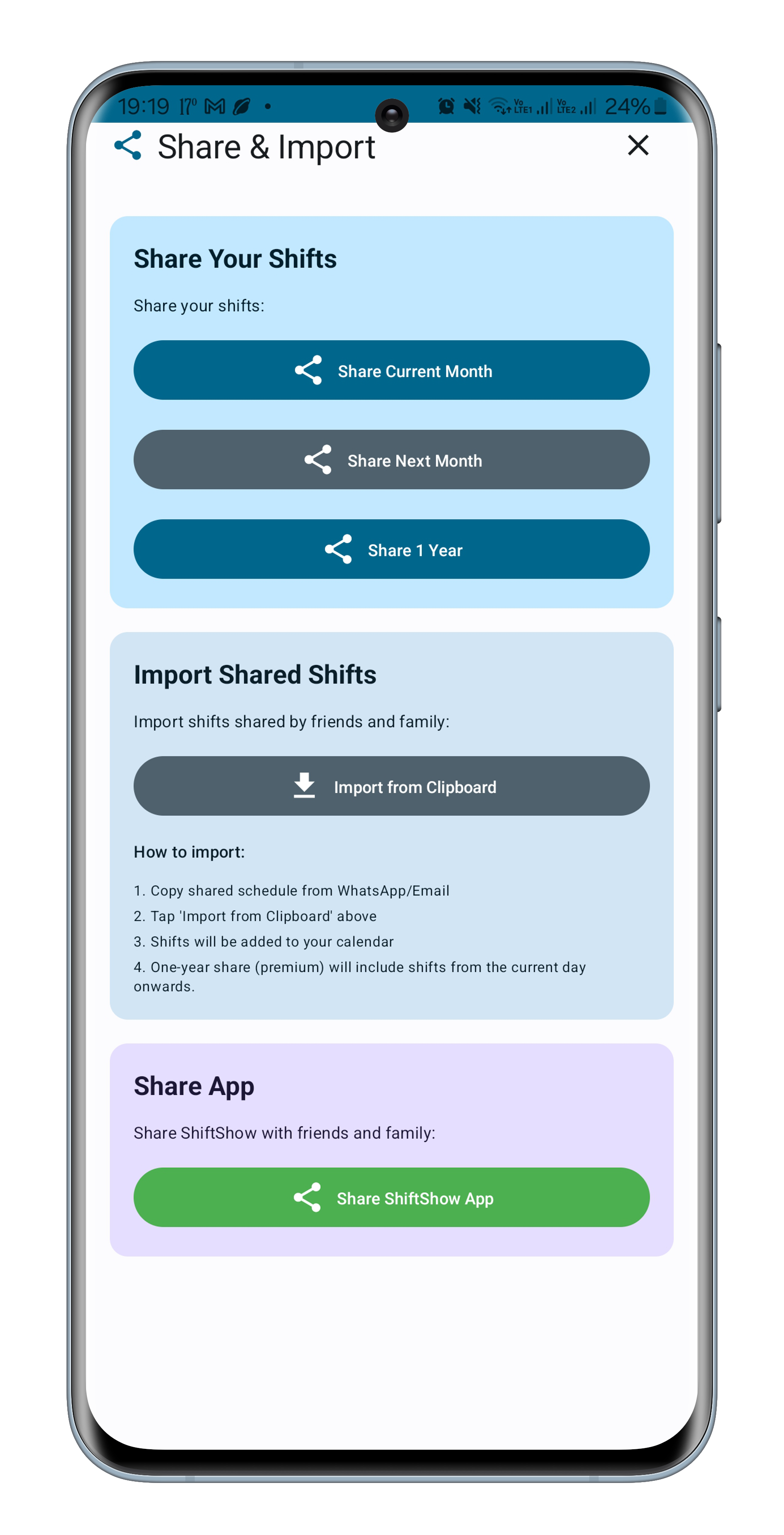 Shift Show dark mode