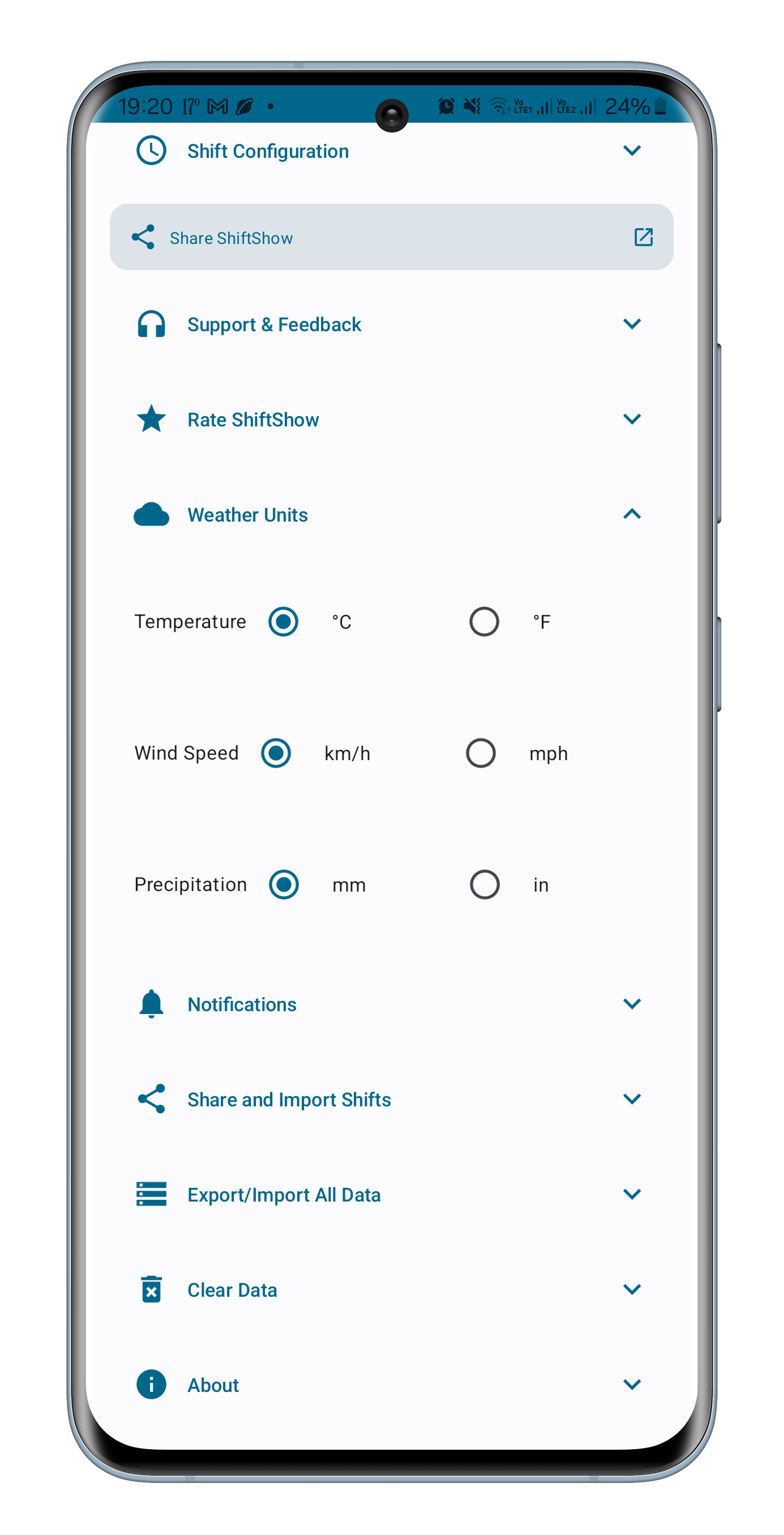Shift Show dark mode